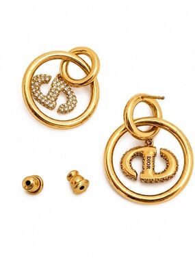 Christian Dior CD Rhinestone Hoop earrings